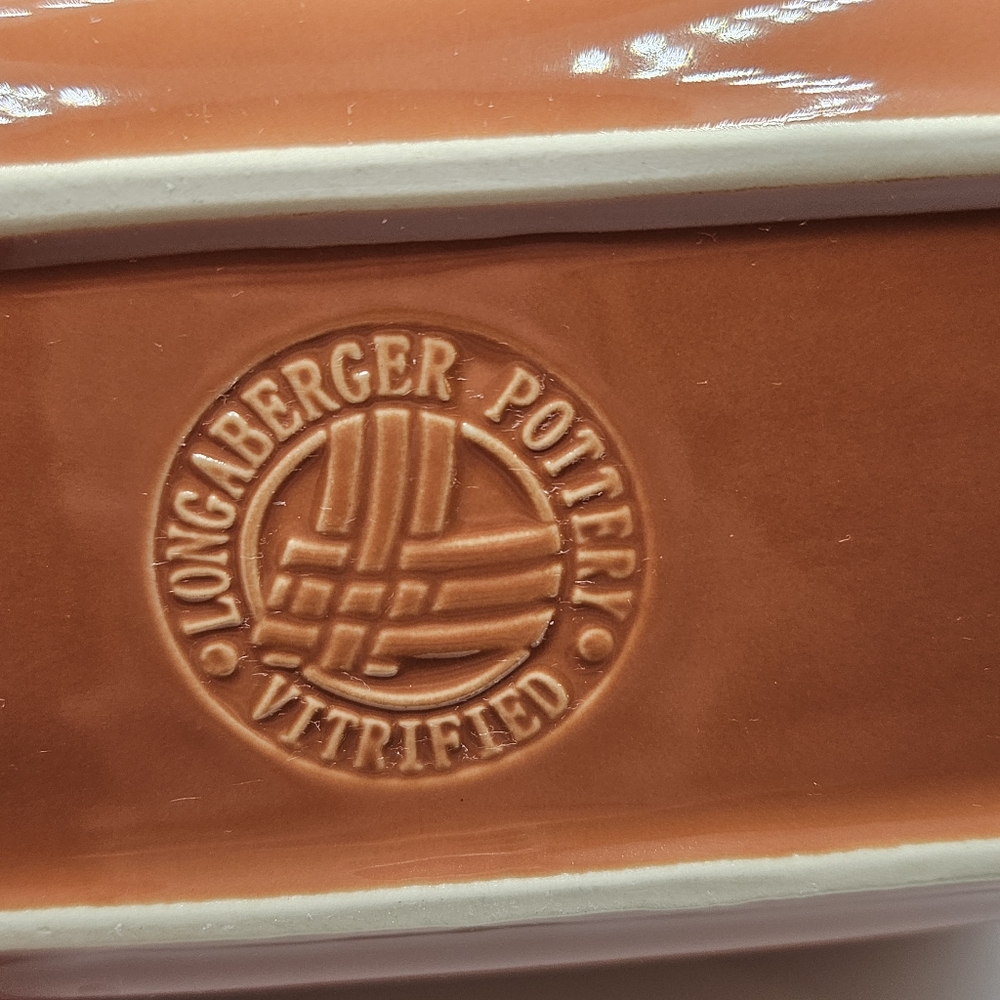 Longaberger Burnt Orange Mini Small Bread Baking Dish with Woven Edge - Picture 6 of 6